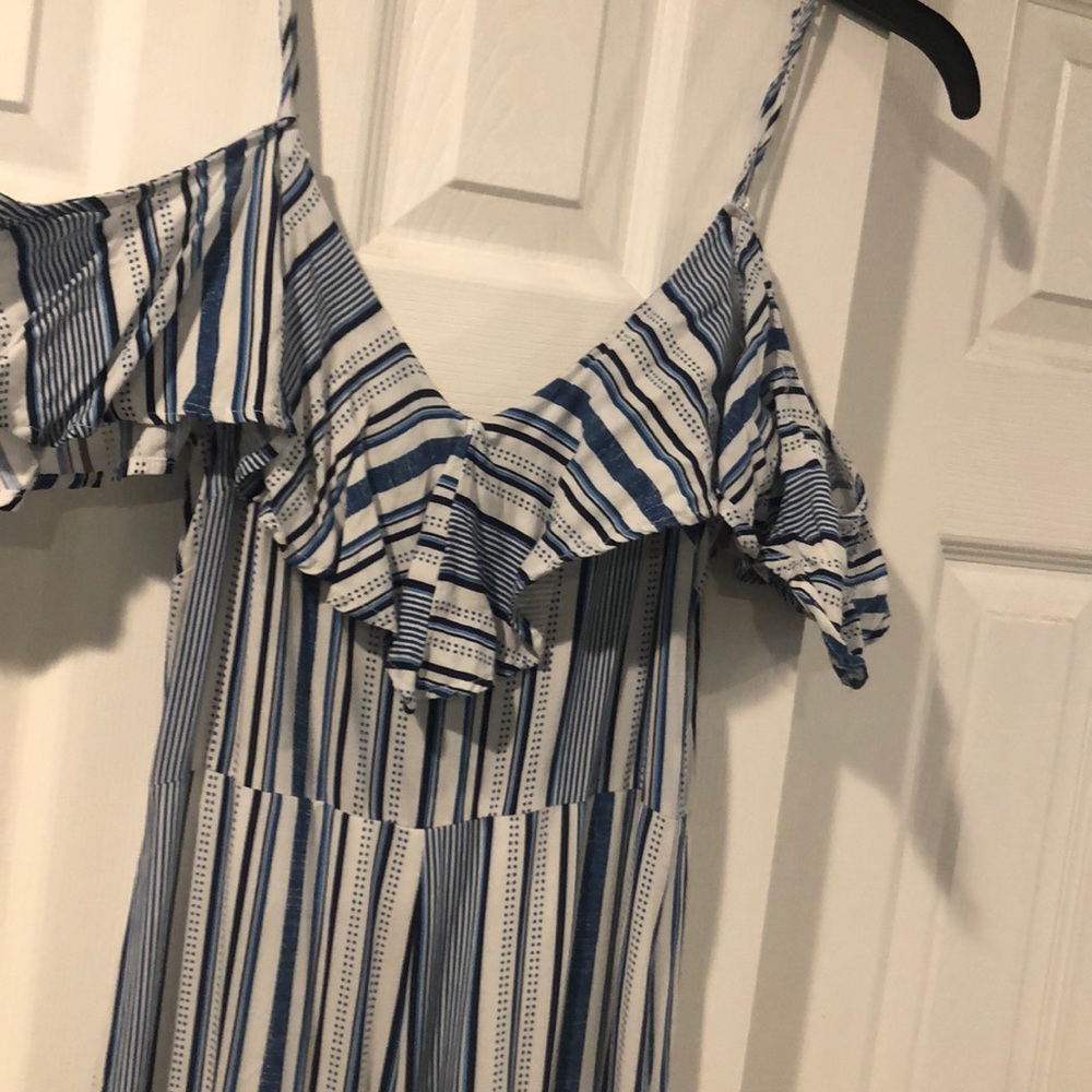 Blue & white striped jumpsuit